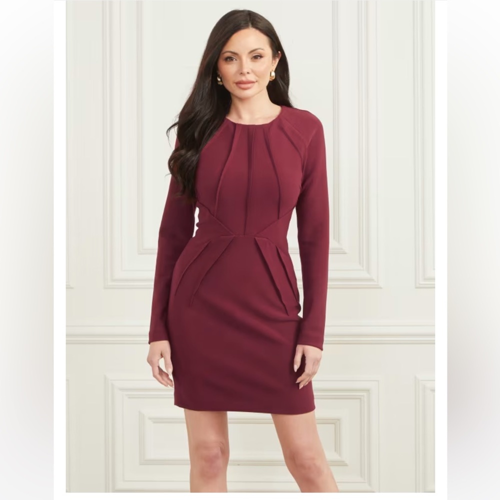 Marciano Elegant Burgundy Long Sleeve Dress - Size M